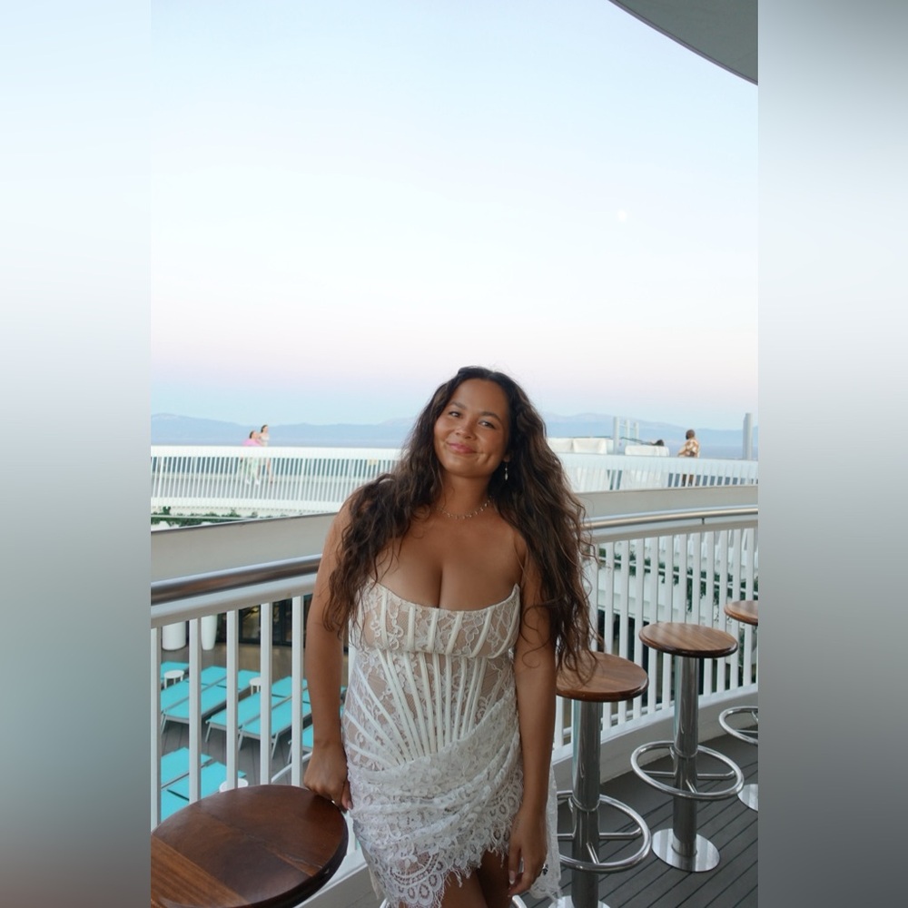 Heiress Beverly Hills White Lace Corset Mini Dress